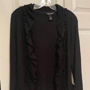 White House Black Market Ruffle Knit  Open Sweater